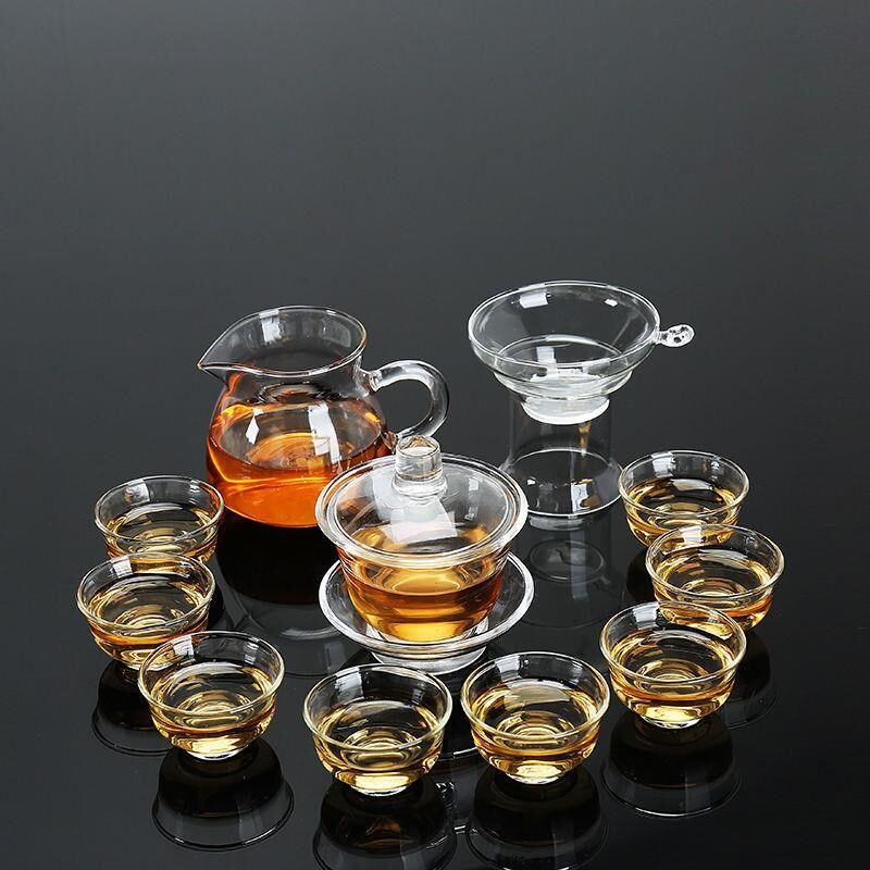 速发耐热高温玻璃茶具套套家用整装杯子功茶壶茶杯套装泡夫茶杯盖