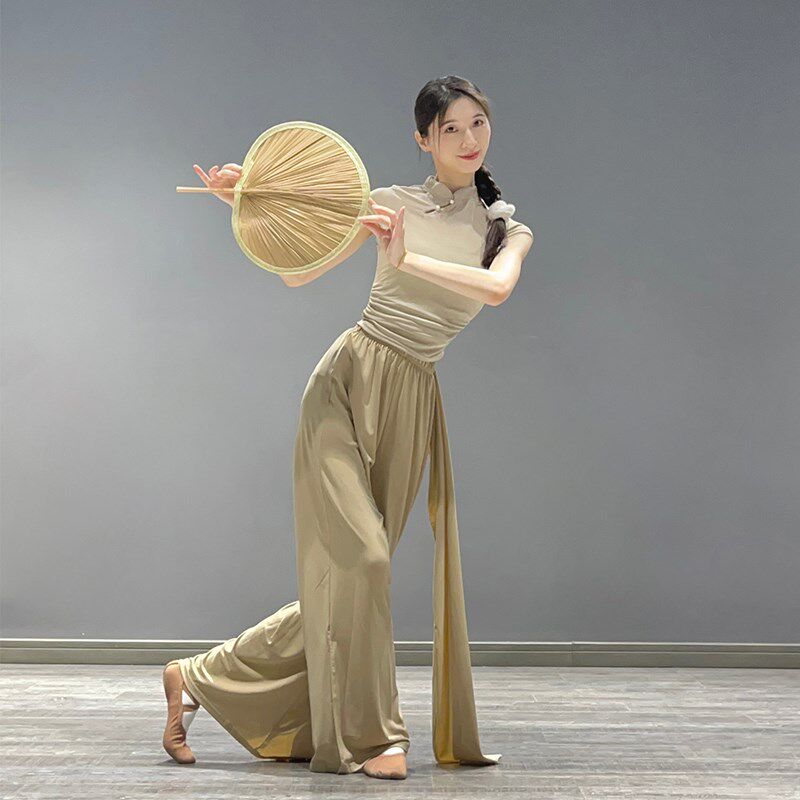速发古典舞练功裤飘季开叉阔腿裤中宽舞蹈服国松夏逸舞蹈裤舞裤子