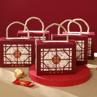 速发结婚盒202新专婚礼婚用袋订款 高级感回礼盒伴手礼纸空盒