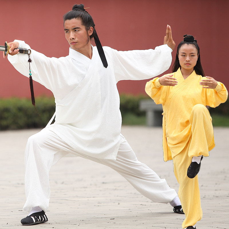 速发棉麻季当太极服男式春秋亚麻武术袍功夏武太极拳斜襟道练晨练