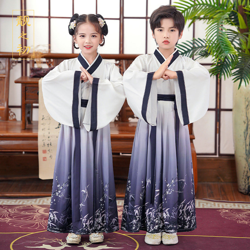 速发开笔礼汉服儿童装学服装中国风古国男童三字经幼儿入学礼演出