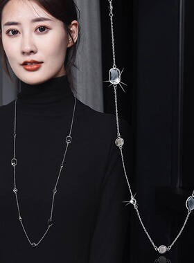 极速2023年新款潮百搭r简约时尚项链女毛衣链长款大气夏季衣服配