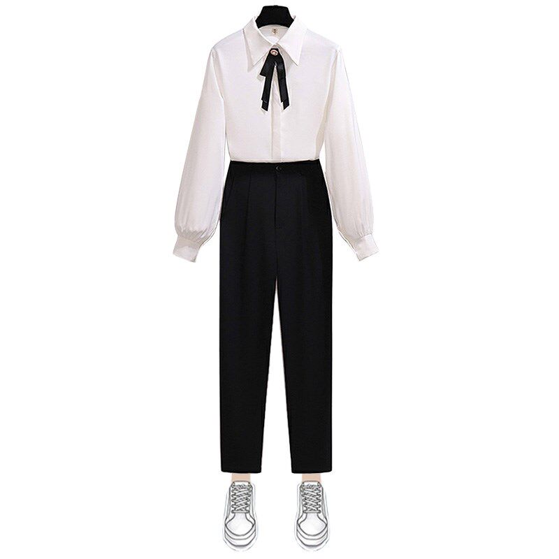 新品职业白色g衬衫女正式场合公务员教资公考面试穿搭正装女套装