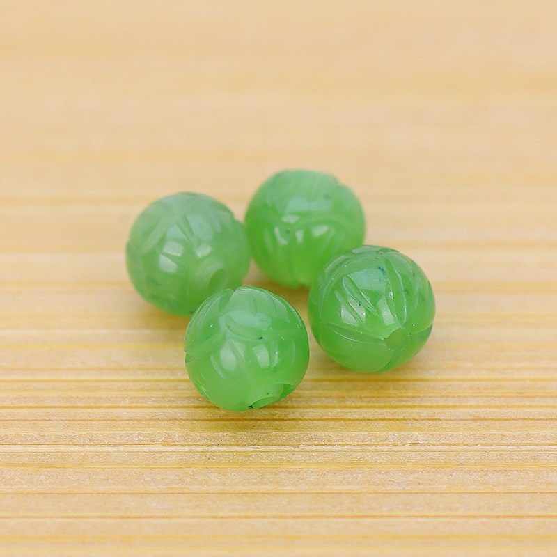 极速天然和田 碧玉散珠 莲花珠y雕刻珠顶珠腰珠手串配珠 diy配饰