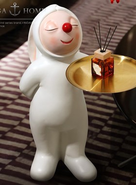 新品网红a气球兔雕塑摆设精灵兔电视柜旁家居装饰客厅沙发落地大