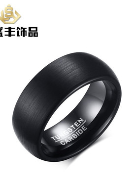 新品8MM Tungsten Steel Ring Black Jewelry Gift forV male men