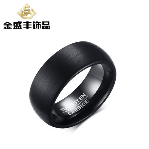 新品8MM Tungsten Steel Ring Black Jewelry Gift forV male men