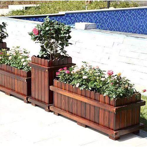 极速庭院防d腐木花箱户外组合绿植园艺花槽阳台种植箱花箱