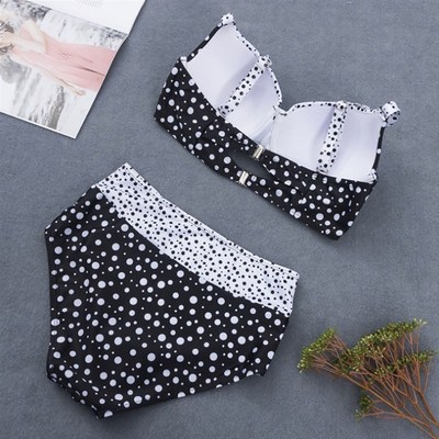 极速4XL Plus Size Womensu Swimsuit Dot Print Beachwear Push
