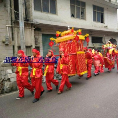 极速婚庆道具f轿子中式八抬花轿夫服演出服赛龙舟舞龙舞狮锣鼓抬