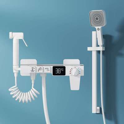 极速Zhongsai White Shower Shower Set Household ConstanYt Tem