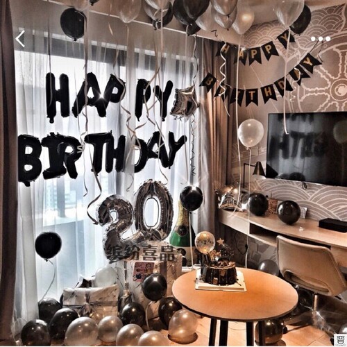 新品Black Gold Happy Birthday BannEer Balloons Helium Number