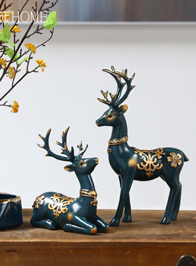 新品招财鹿摆件北欧轻奢风客厅电视柜酒柜家居玄R关装饰品新婚乔