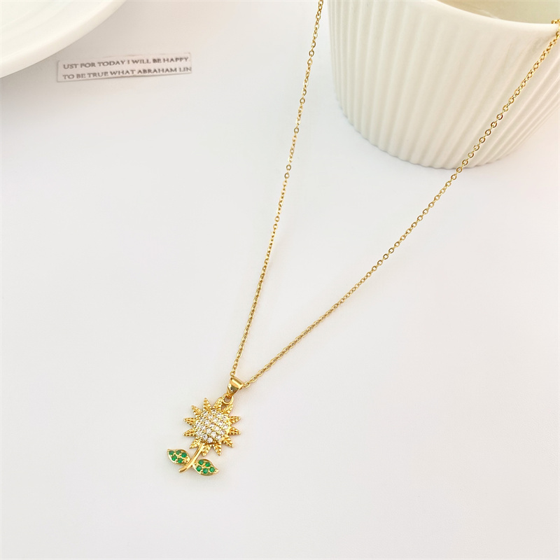 极速向日葵花朵吊坠项链女高级设计感小众202M2年新款ins百搭饰品