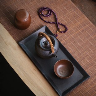 极速【老岩泥藤编提梁壶】粗陶茶壶烧水J煮茶器酒精灯陶瓷手工功