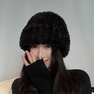 高品质兔毛针织护纯色毛绒耳保暖堆堆冷帽 设计联名款 LVURT 法国