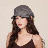 设计联名款 LVURT 法国 复古条纹贝雷帽女文艺风不规则宽檐画家帽