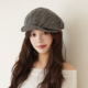 设计联名款 LVURT 法国 复古褶皱亚麻贝雷帽女不规则显脸小画家帽