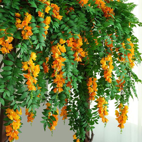 新品仿真灯笼吊h兰绿植塑料假花藤条装饰花藤室内摆设垂吊花墙壁