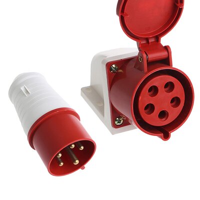 极速32 Amp 5pin Industrial wPlug &ampamp Wall Socket 240415V