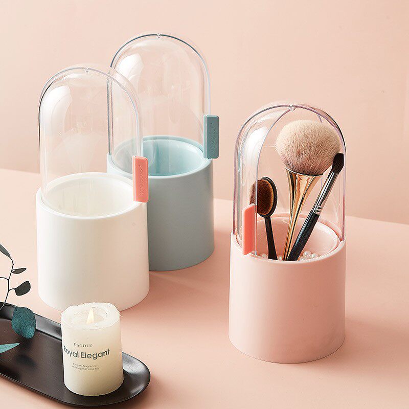 极速化妆刷e收纳盒桌面防水防尘笔筒刷子带珍珠唇釉眼线影刷眉笔