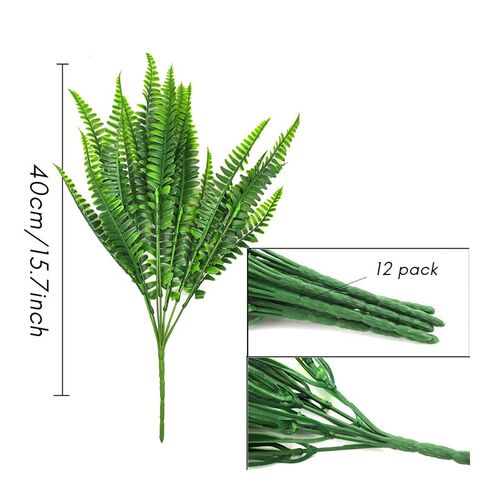 极速12 Pack Artificial Plant Ferns Faux Ferns for OutdZoor I
