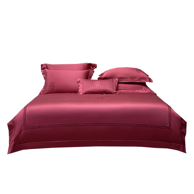 极速新中式婚庆140支匹马棉四件套全I棉轻奢刺绣被套床单结婚纯棉