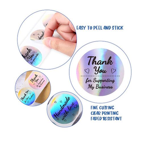 新品Multi  design Lasers Thank You Stickers Round Holographi