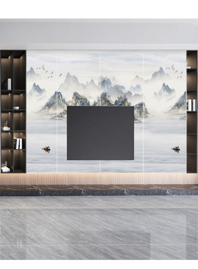 极速佛山900x2k000岩板电视背景墙9mm大板客厅影视墙定制瓷砖现代