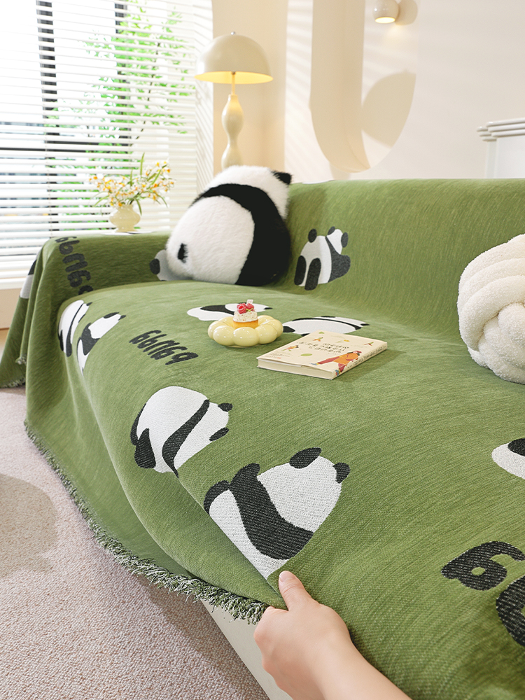 雪尼尔沙发巾ins风可爱卡通一整张全盖沙发套罩四季通用沙发盖布