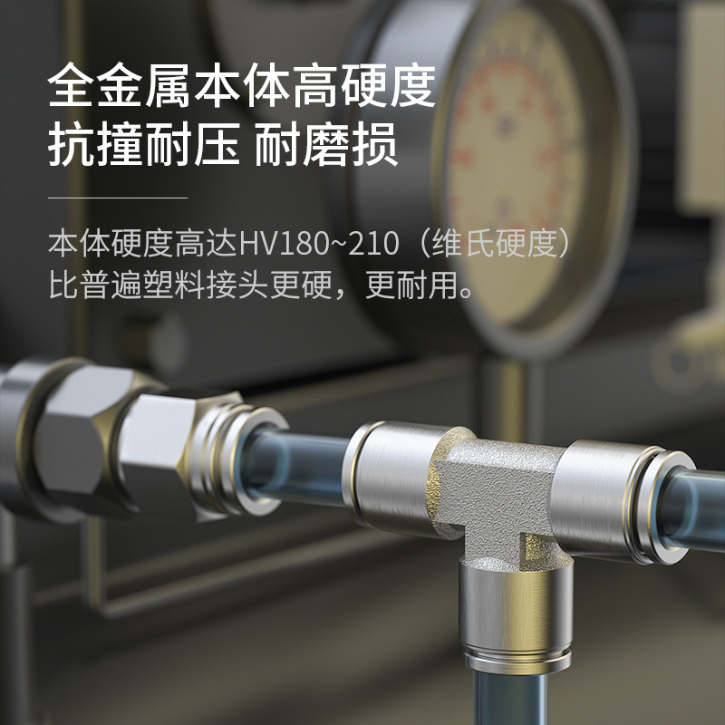 热销气动快速接f头气管T型三通对接快插不锈钢高压4/6/8/10/12/14