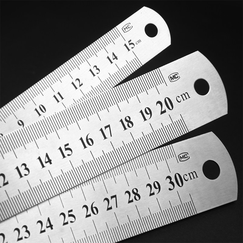 热销不锈钢尺子小学生直尺文具大号钢尺测量绘图长尺15Qcm/20cm/3