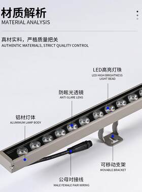 LED户LC-XQD02外防水洗墙灯楼体4梁防水亮灯化桥外墙户外灯2V线条
