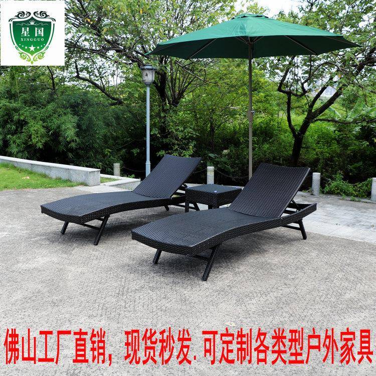 户外躺椅18288游泳躺池床闲滩椅别墅大露台沙藤编休息躺椅休阳台