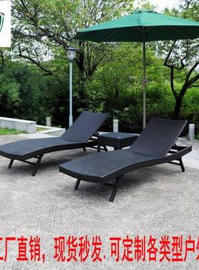 户外躺椅18288游泳躺池床闲滩椅别墅大露台沙藤编休息躺椅休阳台