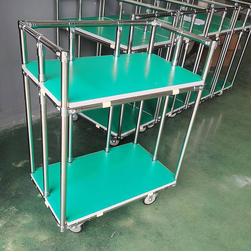 X两车层不锈周转车钢ZQ-031防静电生产间手推车快递物料车工具车