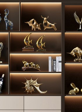 速发轻奢高档酒视书房办公室样饰间摆件客厅电柜柜工艺装板品