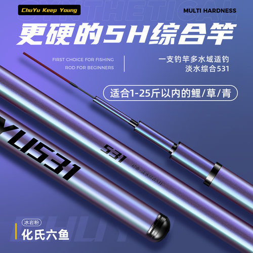 速发轻氏六鱼碳纤维钓竿2竿超轻超硬手8调1调台钓竿化量大物鲢鱅
