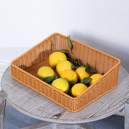 速发斜筐水果篮梯形筐收纳筐仿编藤织果蔬篮水果陈列展示口