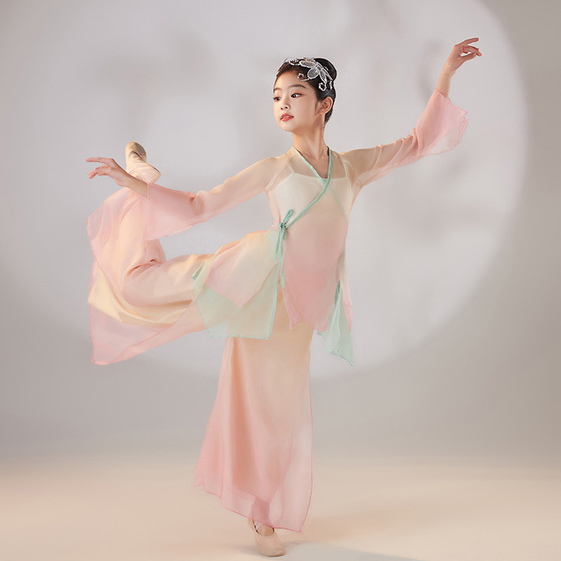 速发童儿身韵纱衣舞出练功服童飘逸古典演蹈服少儿中国风考级形体