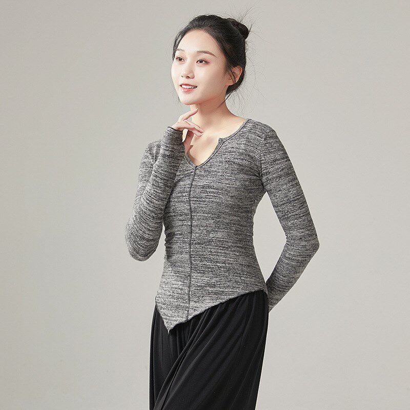 速发舞针织套指舞课上衣秋冬练功服中国长教师上袖舞蹈服