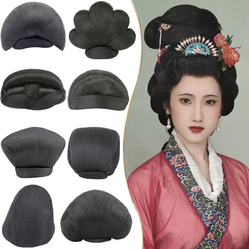 速发唐朝唐妃造服假发包全发丝抱面贵风诃子裙发髻古装汉型饱满牛