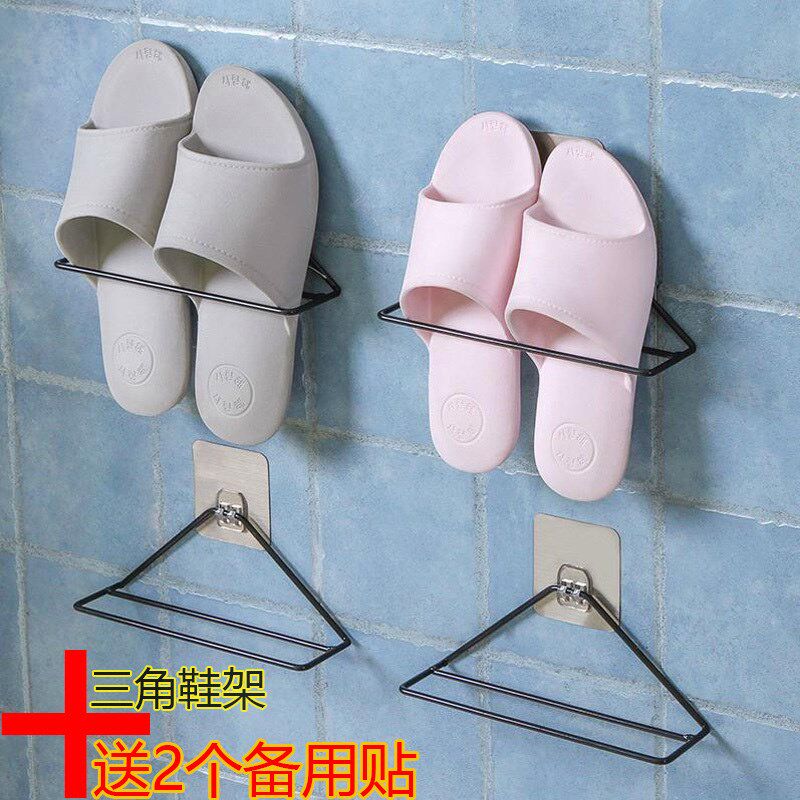 速发门浴室不口入户门拖鞋挂架子收纳卫生间凉鞋架免打孔非#锈钢