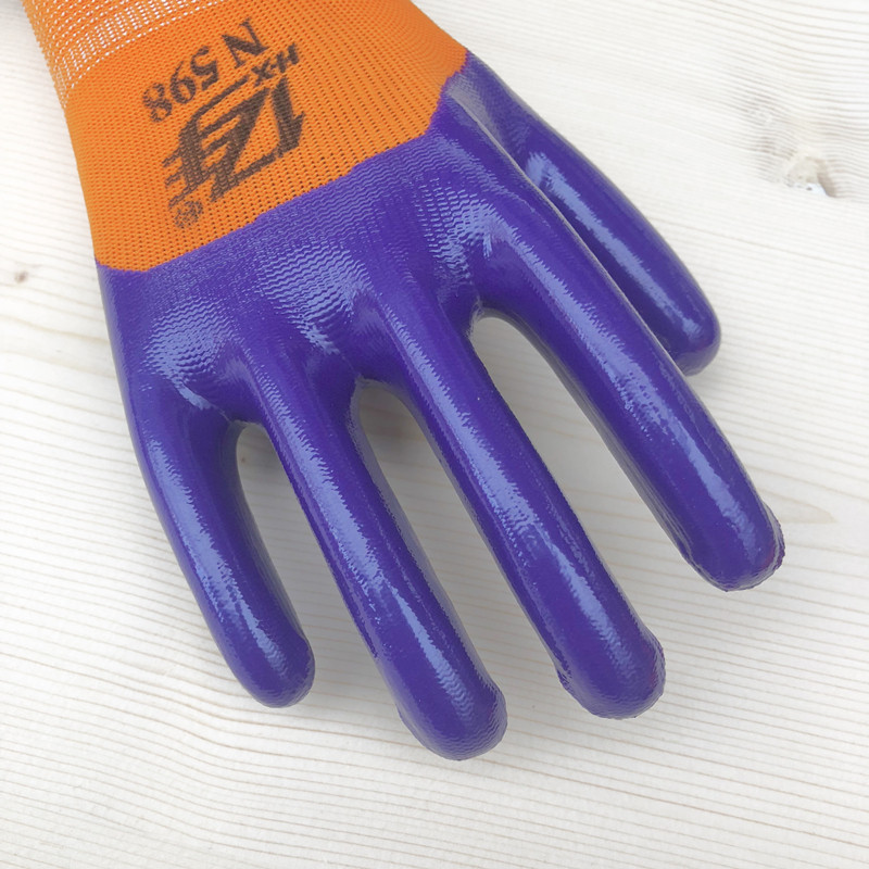 速发58手套劳保耐磨带胶浸胶涂胶防水防油工业塑胶橡胶胶皮工作