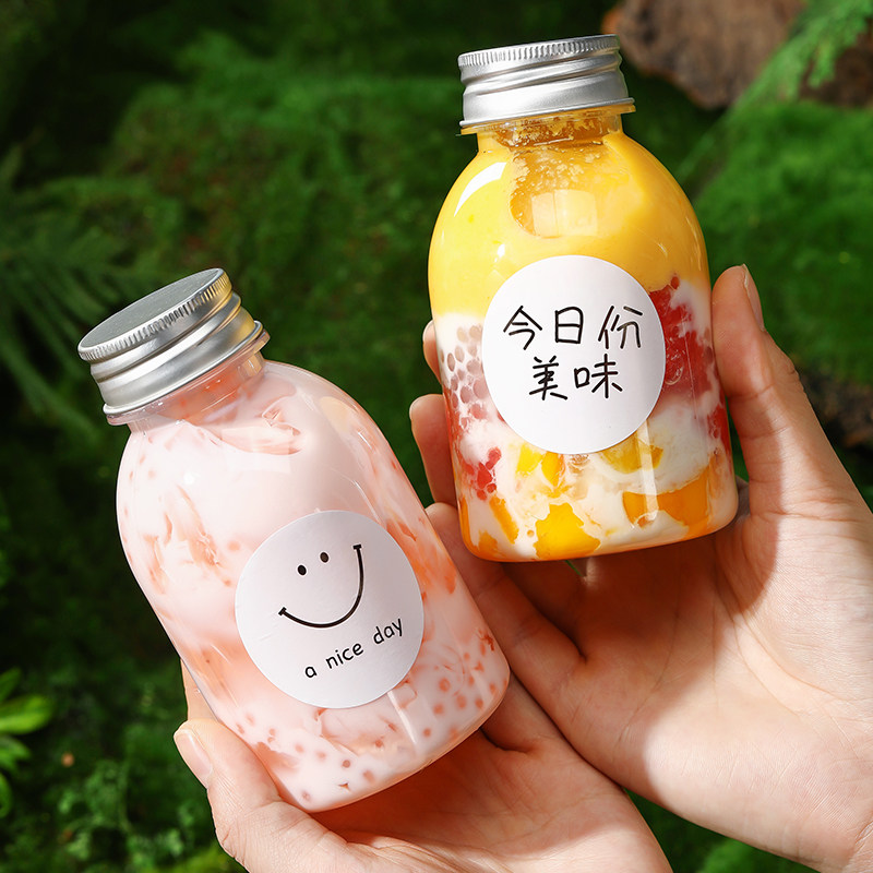 速发奶饮杯一次性带盖家用胖枝果汁冷饮茶料杯子打包杨胖甘露瓶子
