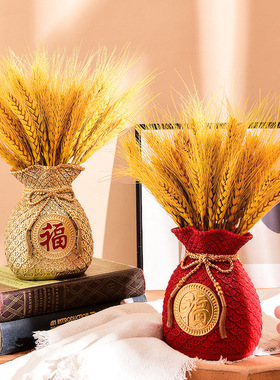 速发创意店铺花业礼品酒饰装柜品花篮干开摆件家居大麦花束钱袋