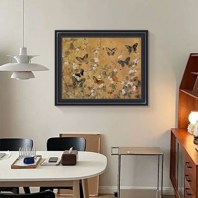 速发蝶舞花廊入户玄关风装饰画走挂过道间画高级感客厅背景墙壁画