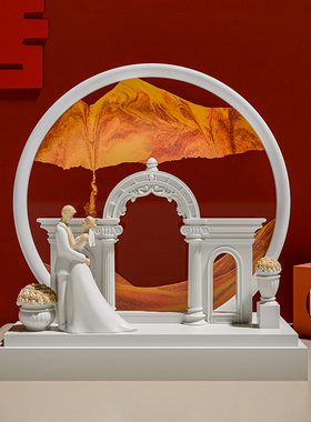 速发高级小众流客画摆闺结婚沙厅装饰品送件密新人新娘情侣