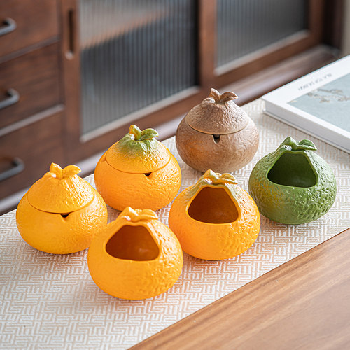 速发家居装饰烟灰面大橘大利烟缸家缸车载带盖收纳防飞灰桌用摆件