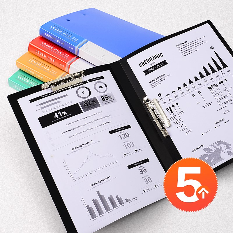 速发a4文件双黑层资料册档案收纳袋试卷诗朗诵歌谱多色夹夹插页学